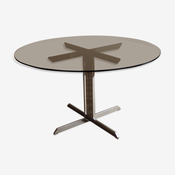 Smoked glass round dining table