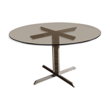 Smoked glass round dining table