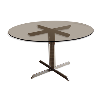 Smoked glass round dining table