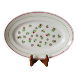 Oval digoin sarreguemines pink and green dish 1940