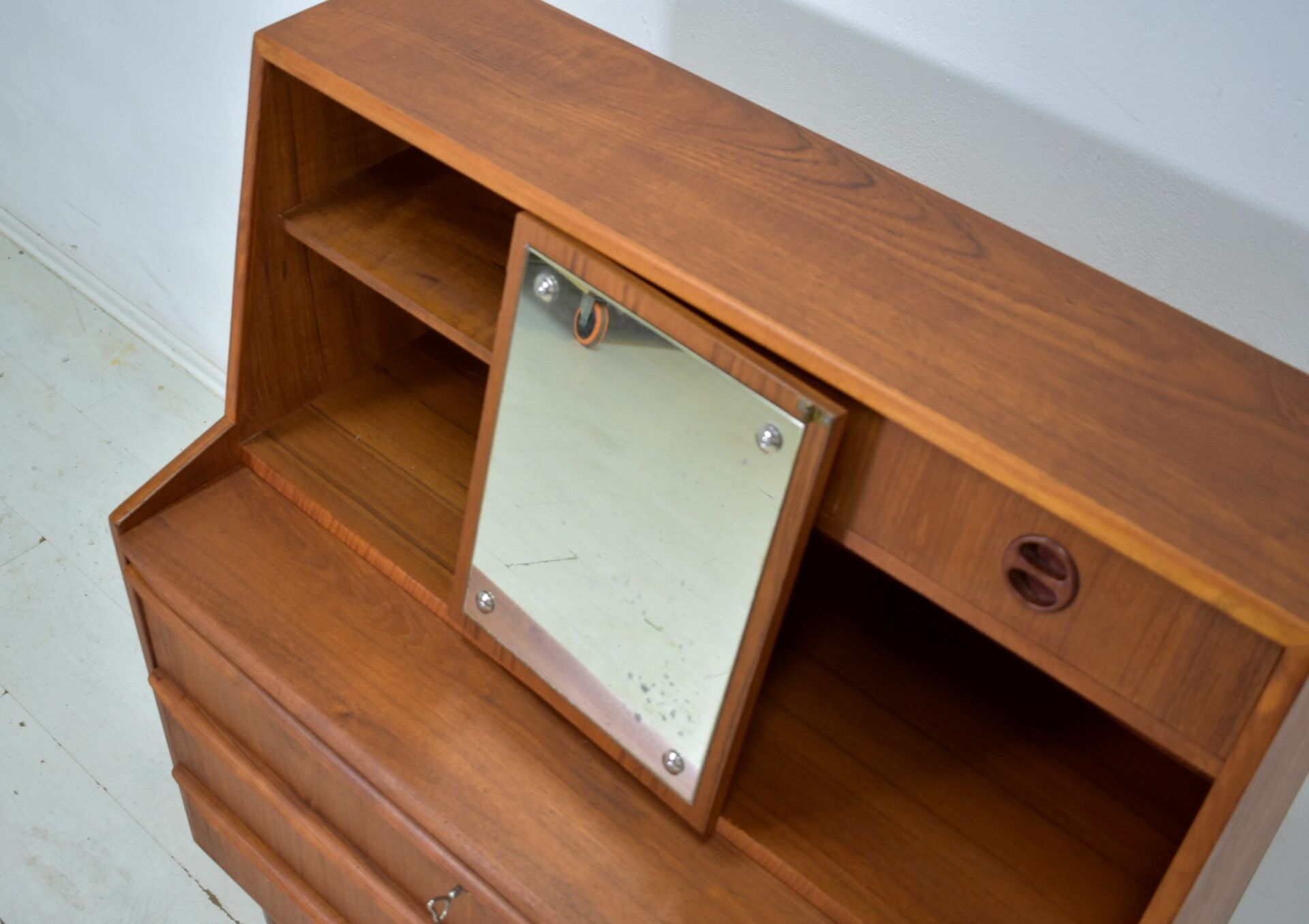Danish sekretary teak 1960s vintage Scandinavian mid century