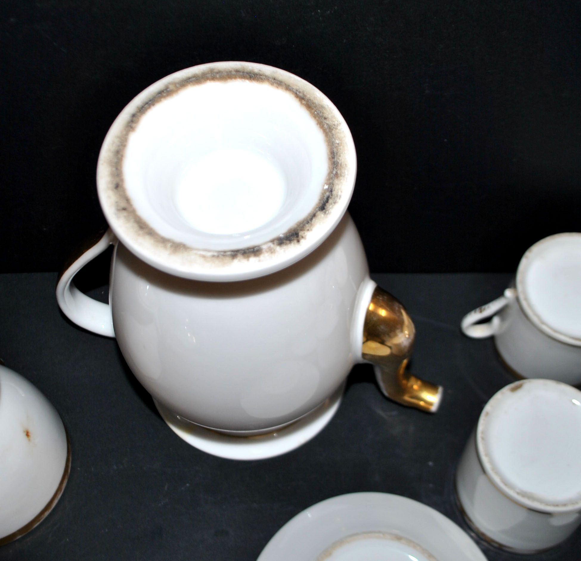 Empire coffee service in porcelain, 19th century swan neck, Paris porcelain