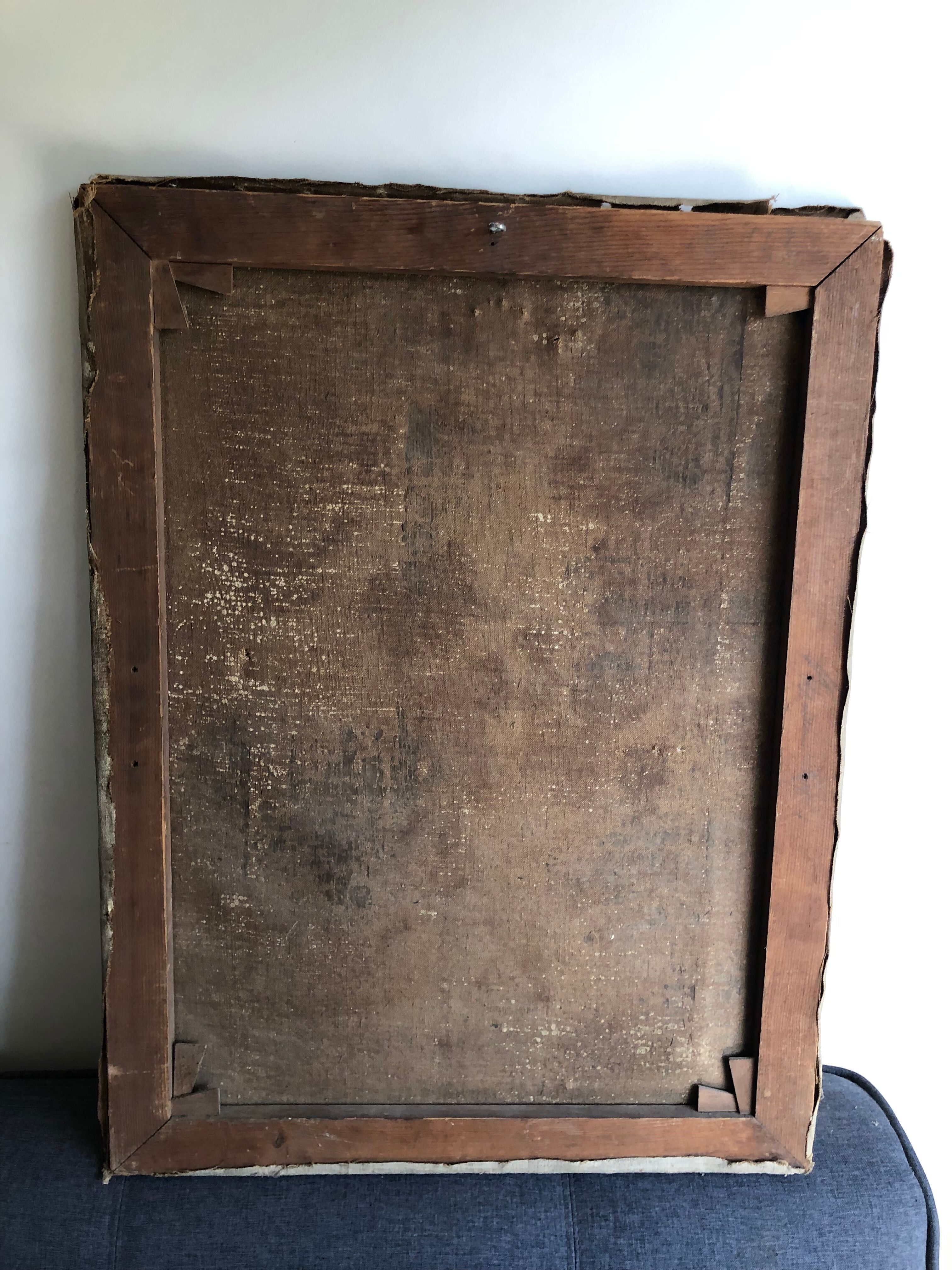 Oil on canvas ancient Bouquet of flowers