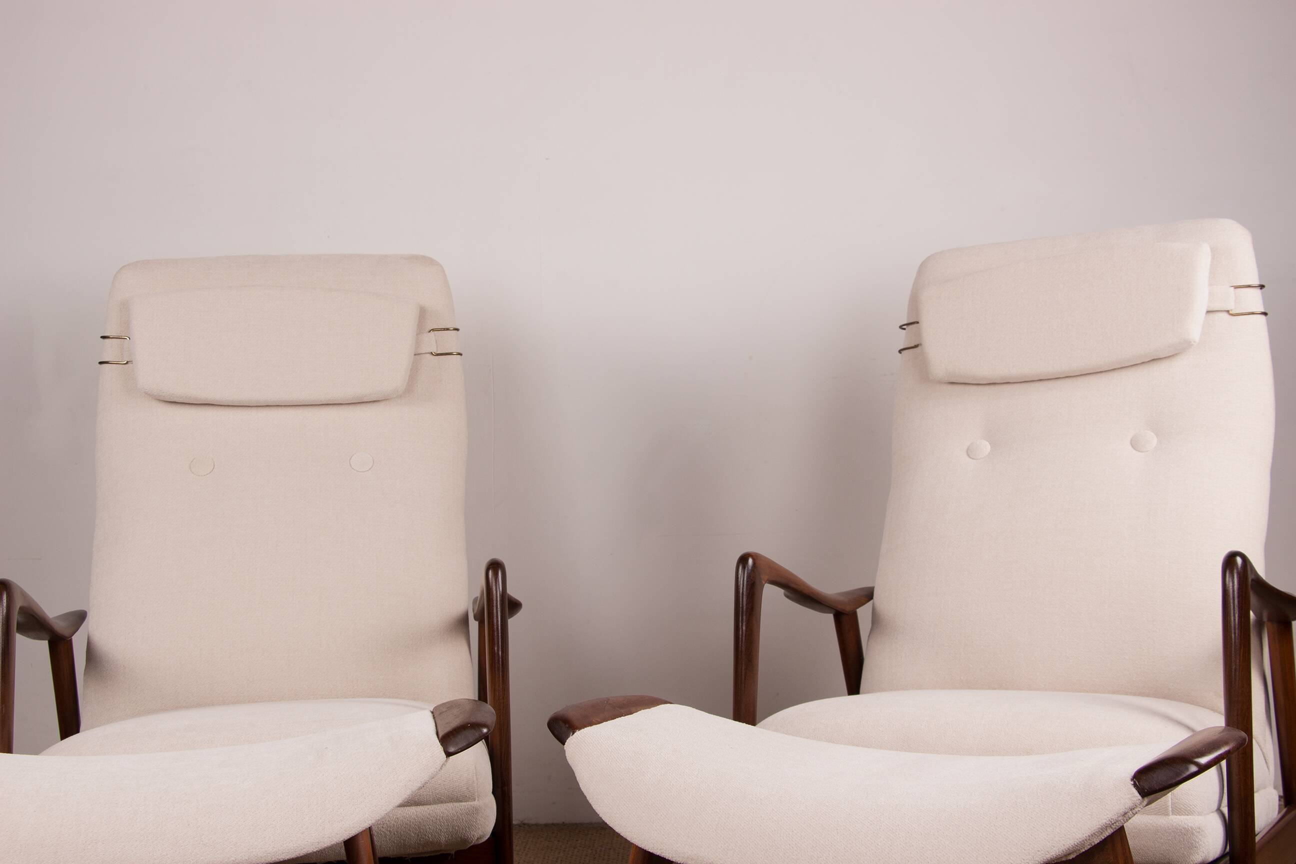 Large Scandinavian Teak Armchair with Ottomans by Folke Ohlsson for Westnofa 1960.