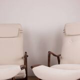 Large Scandinavian Teak Armchair with Ottomans by Folke Ohlsson for Westnofa 1960.
