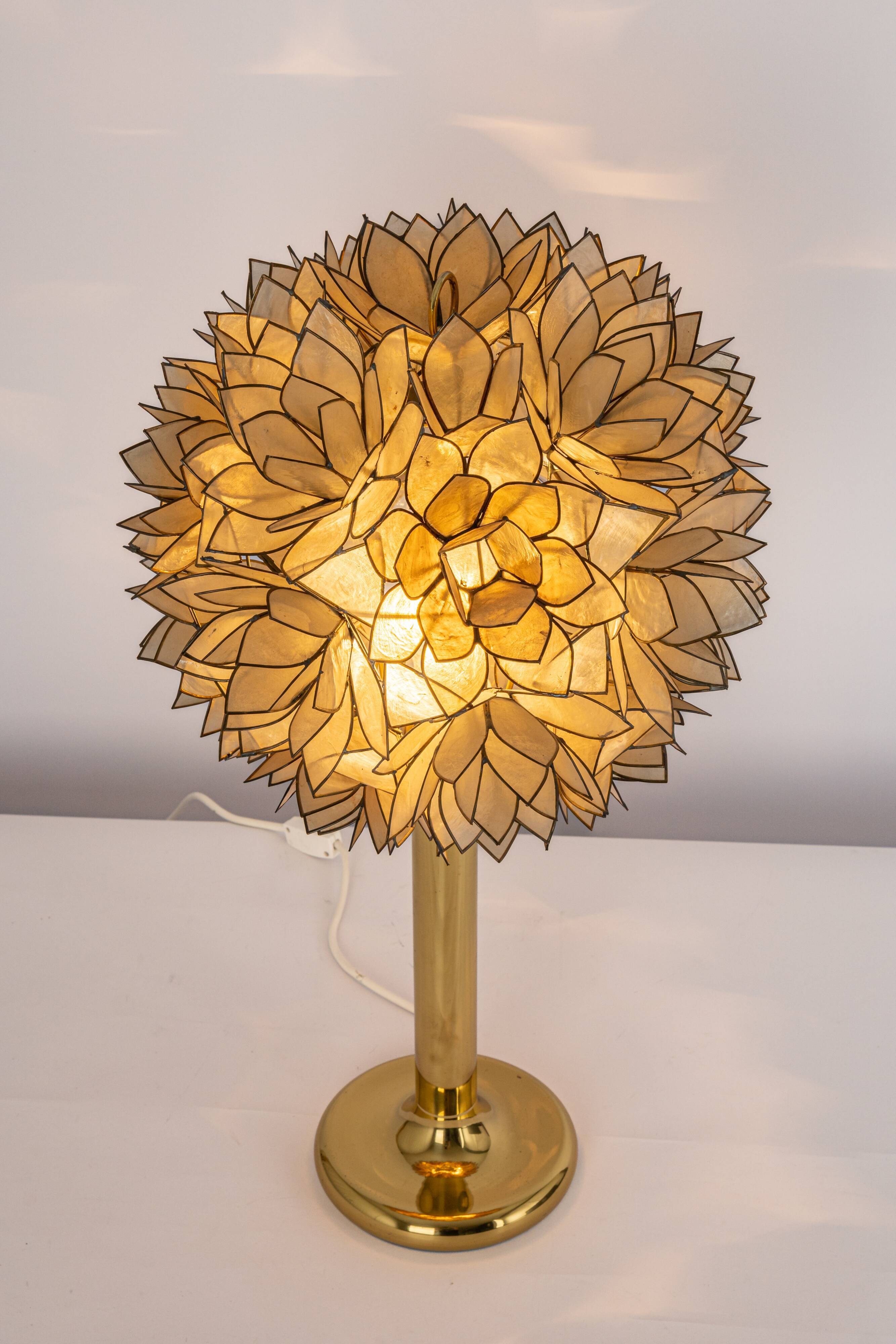 Capiz Shell Lotus Ball Table Light Germany, 1960s