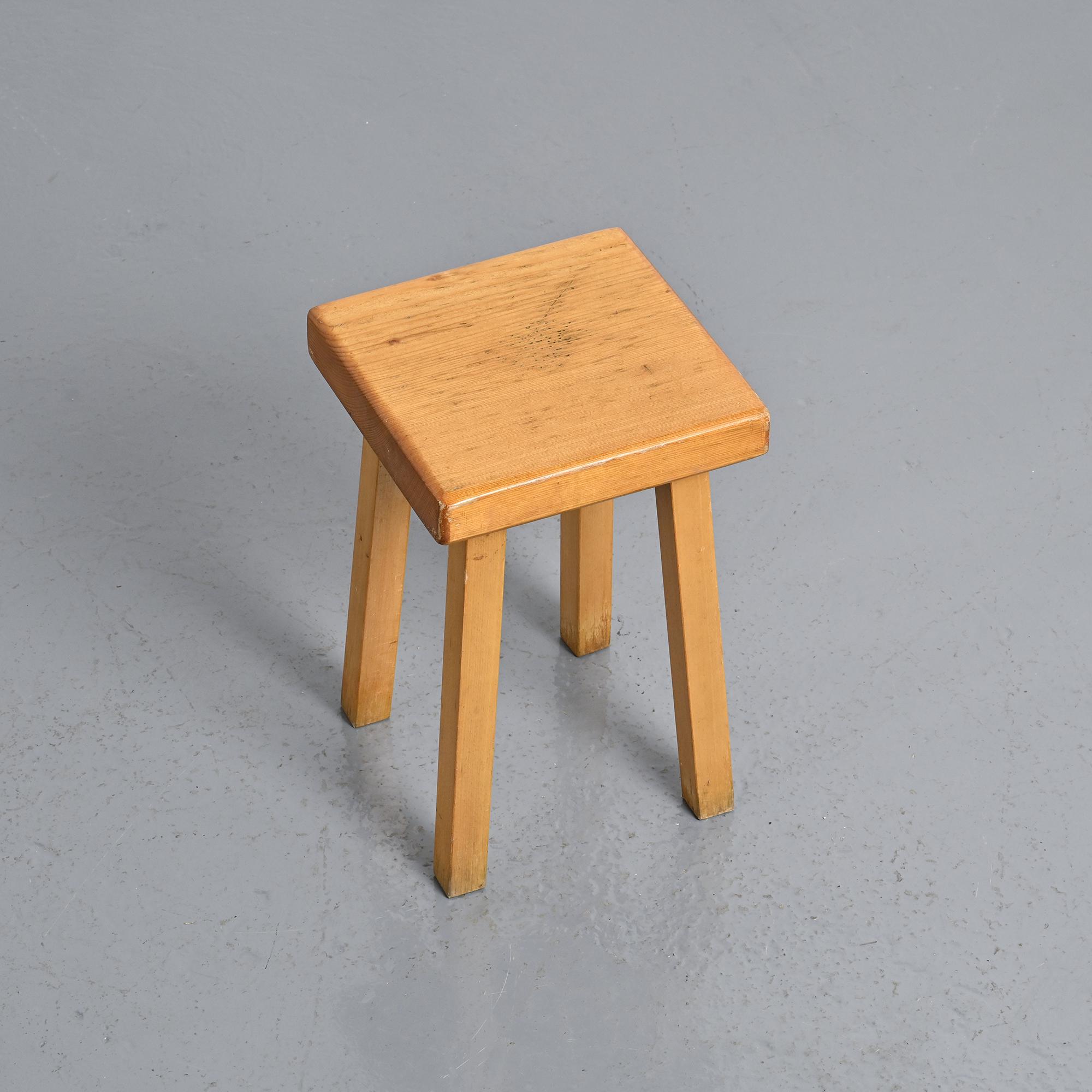Pine stool by Charlotte Perriand, Les Arcs, France