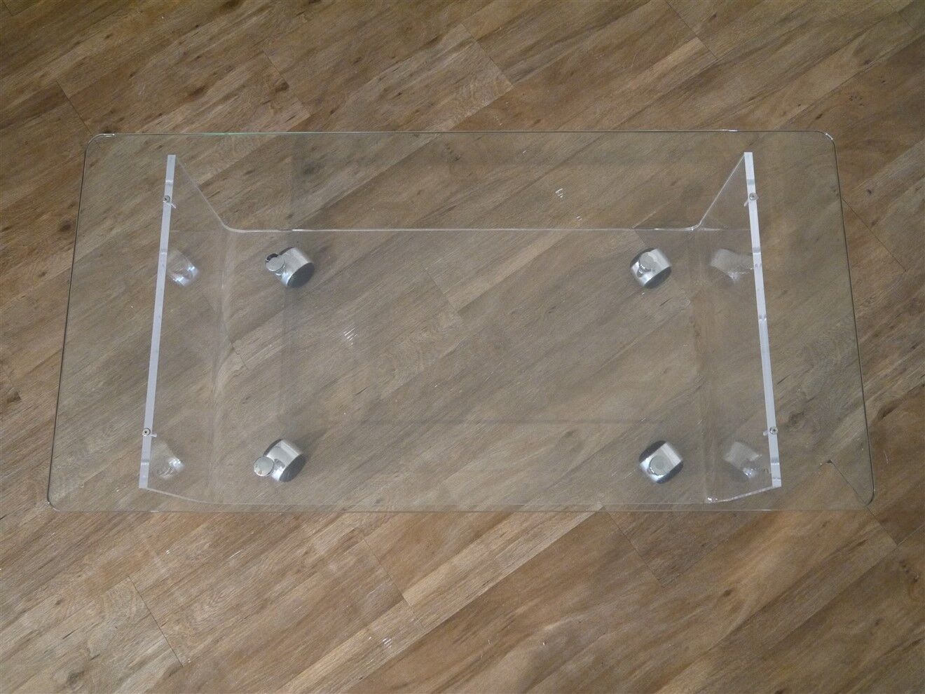 Table basse vintage en plexiglas et verre 1970