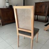Lot 5 bleached wood chairs and chocolate seats