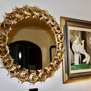 Vintage circular mirror in gold brass by christoph palma austria 1960