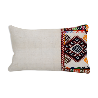 Turkish Kilim Pillow, Anatolian Jajim Needlepoint Pillow, Boho Couch Pillow, Kilim Cushion Cover