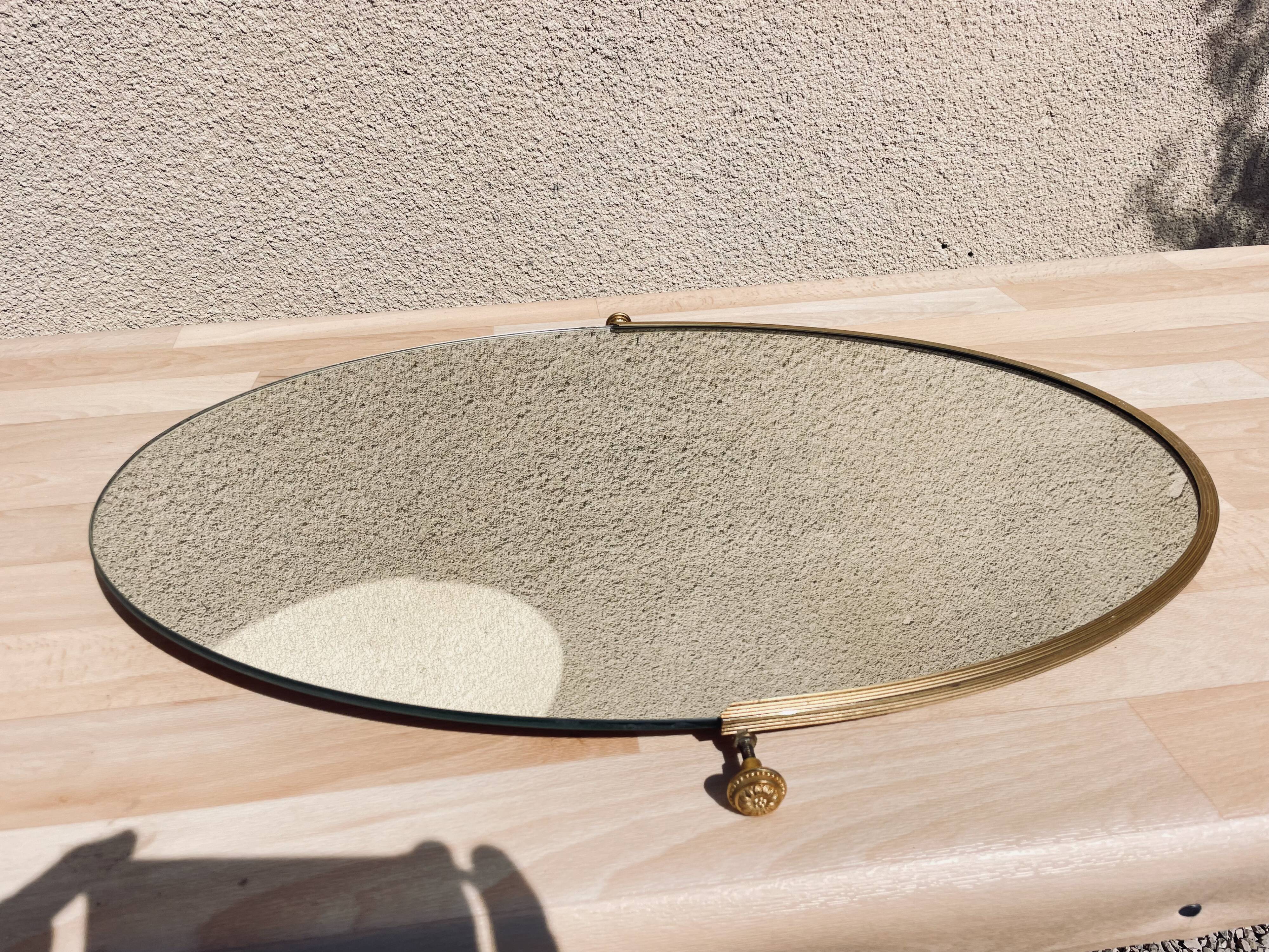 Oval brass mirror 70 x 50