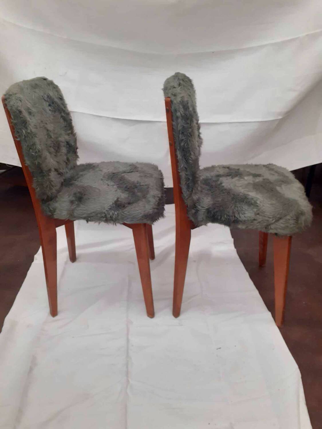 Pair of vintage furry chairs