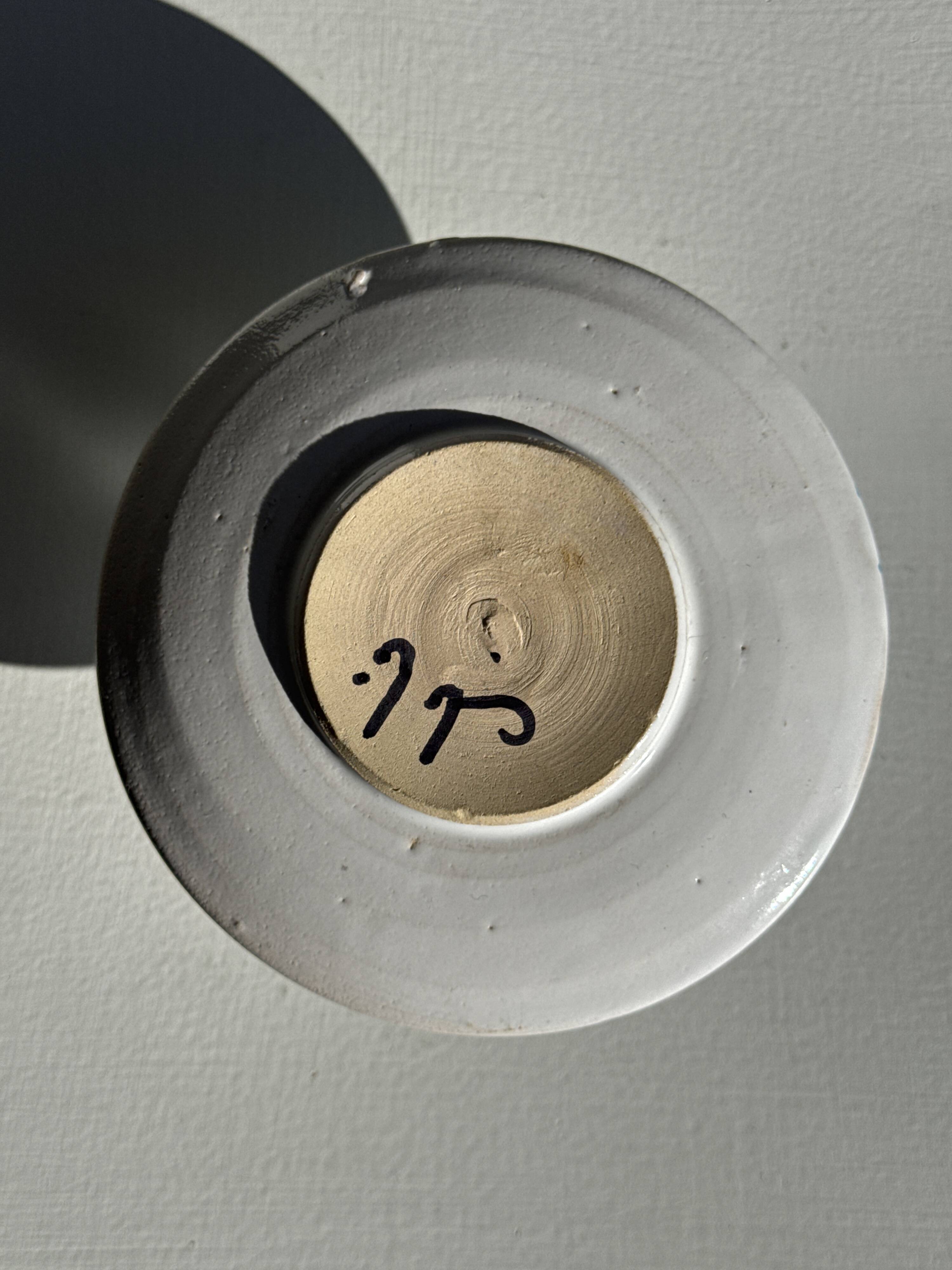 Light blue Moustiers candlestick H5 D12.5