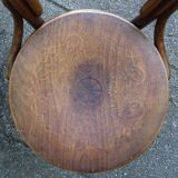 Set of 4 mismatched bistro chairs, 1900 to 1930 with wooden seats, Thonet, Baumann