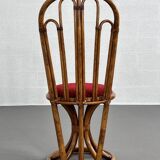 Rattan and fabric chairs, 60s-70s, set of 4