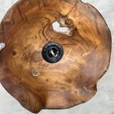 Small pendant light in corrugated teak leaf (Small D:30 H:20)