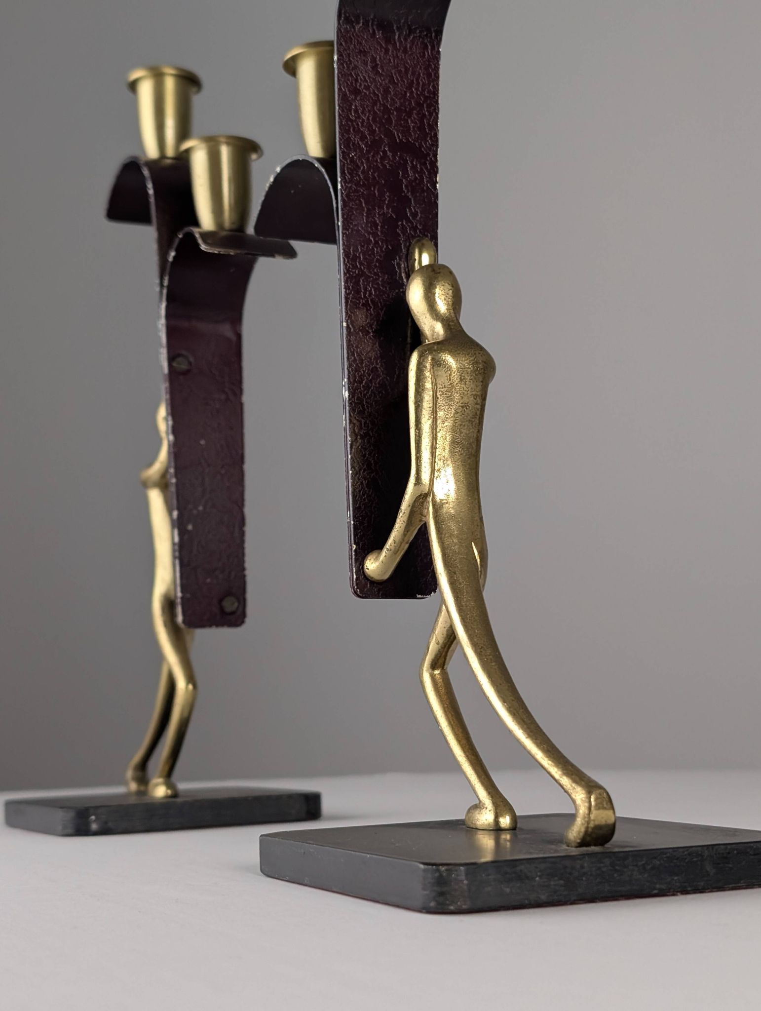 Art Deco Bronze Candelabra Pair by Karl Hagenauer, 1930s
