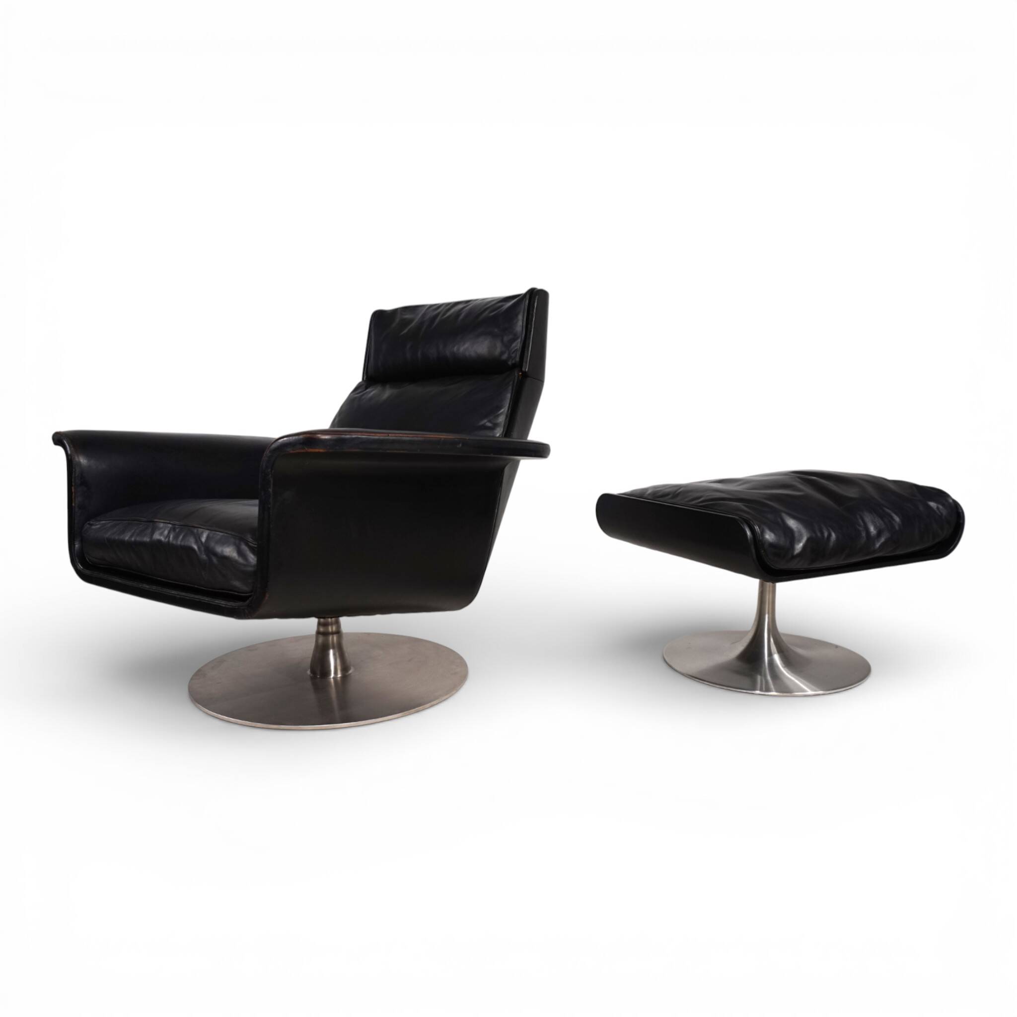 Kaufeld Siesta 62 leather lounge chair by Jacques Brule, 1960