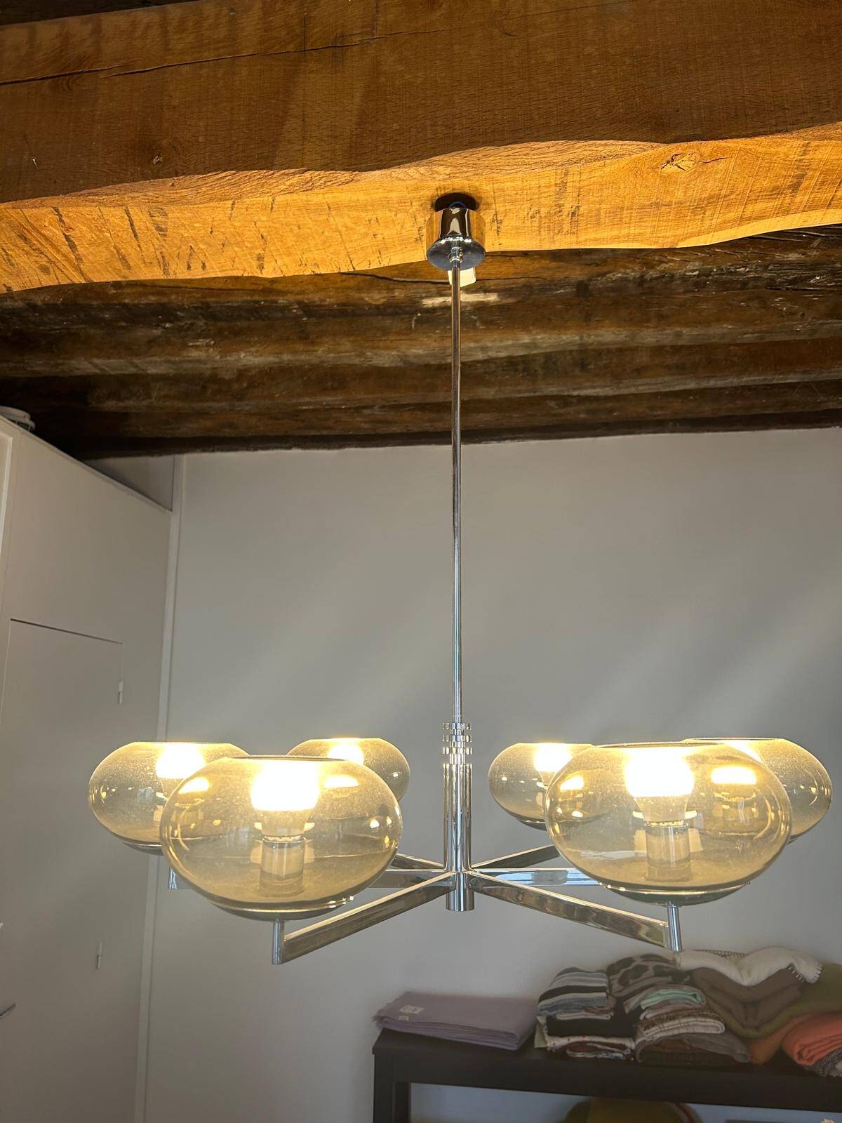 Sciolari chandelier with 6 branches in chrome.