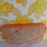 Vintage tryptic barber mirror orange 70s