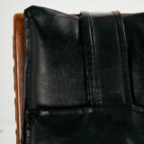 Fauteuil en hêtre avec revêtement en cuir