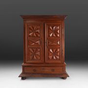 Early 17th Century French Louis XIII Oak Wardrobe with Geometric Carving