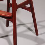 Tabouret de bar danois moderne modèle OD-61 en cuir et bois par Erik Buch pour Oddense Møbelfabrik, 1964