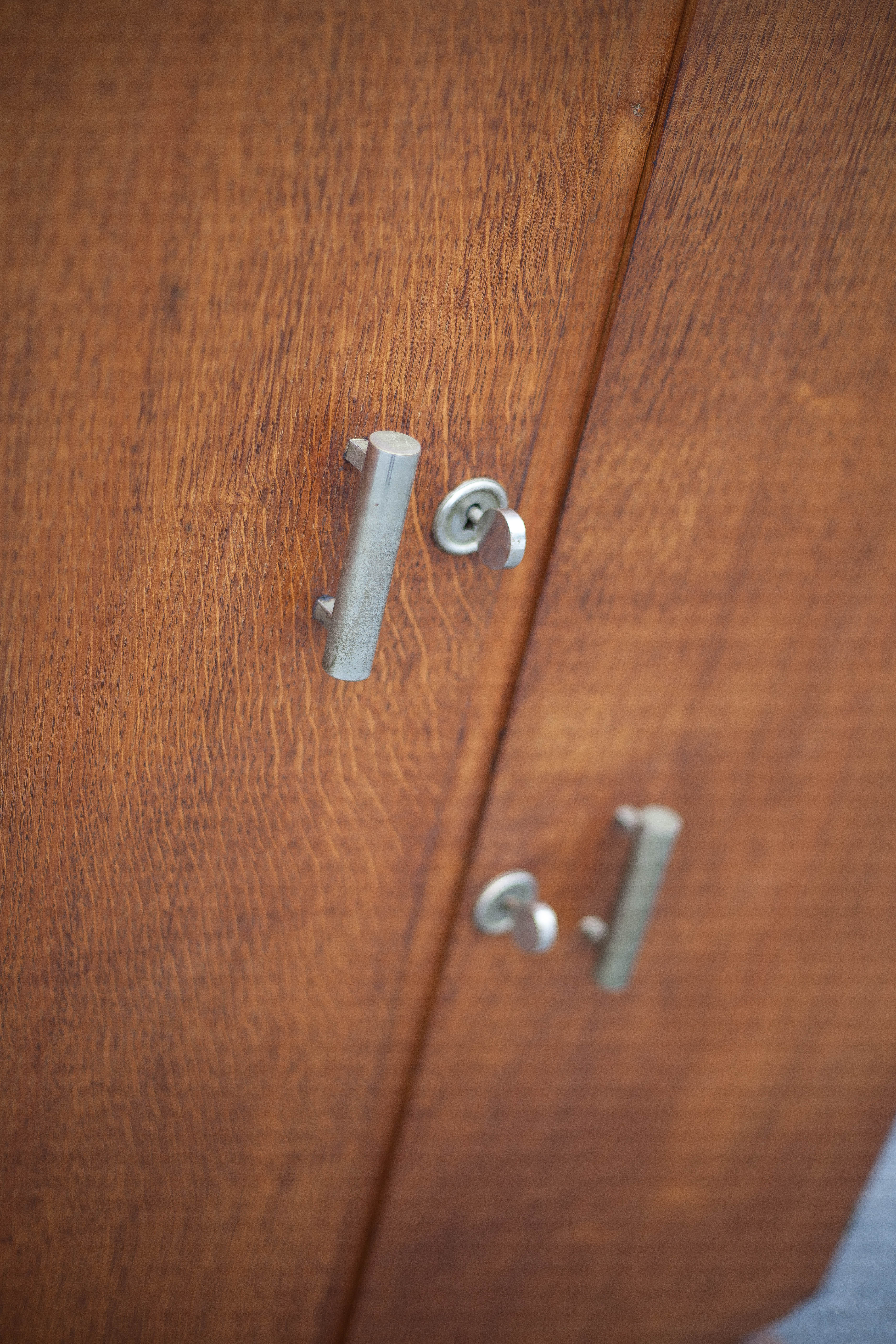 Art Deco cabinet, asymmetrical art deco cabinet, wood cabinet 40s