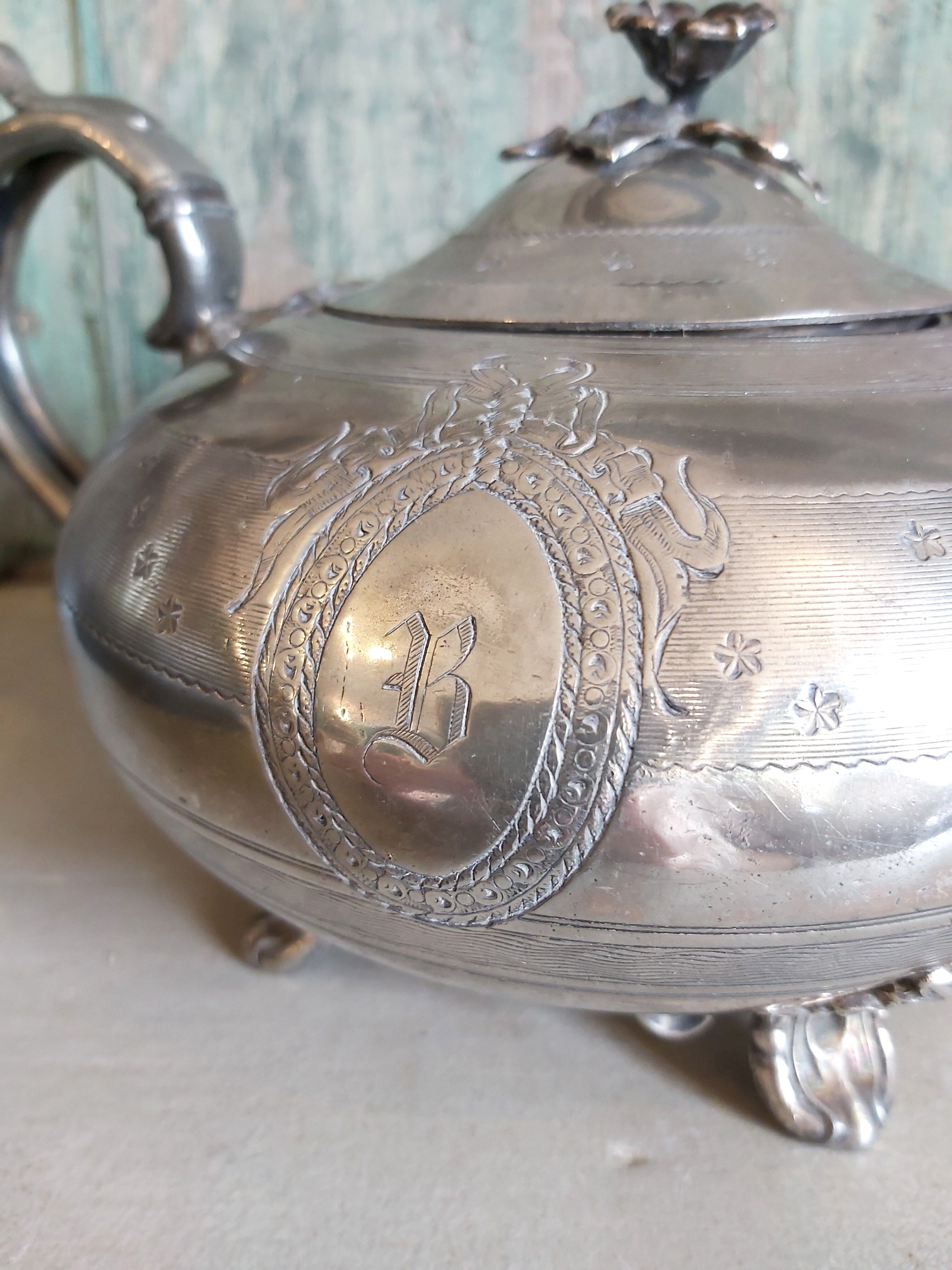 Teapot and sugar bowl set from James Dixon & Sons from Shefield in silver plating