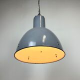 Bauhaus Grey Enamel Industrial Pendant Lamp, 1950s