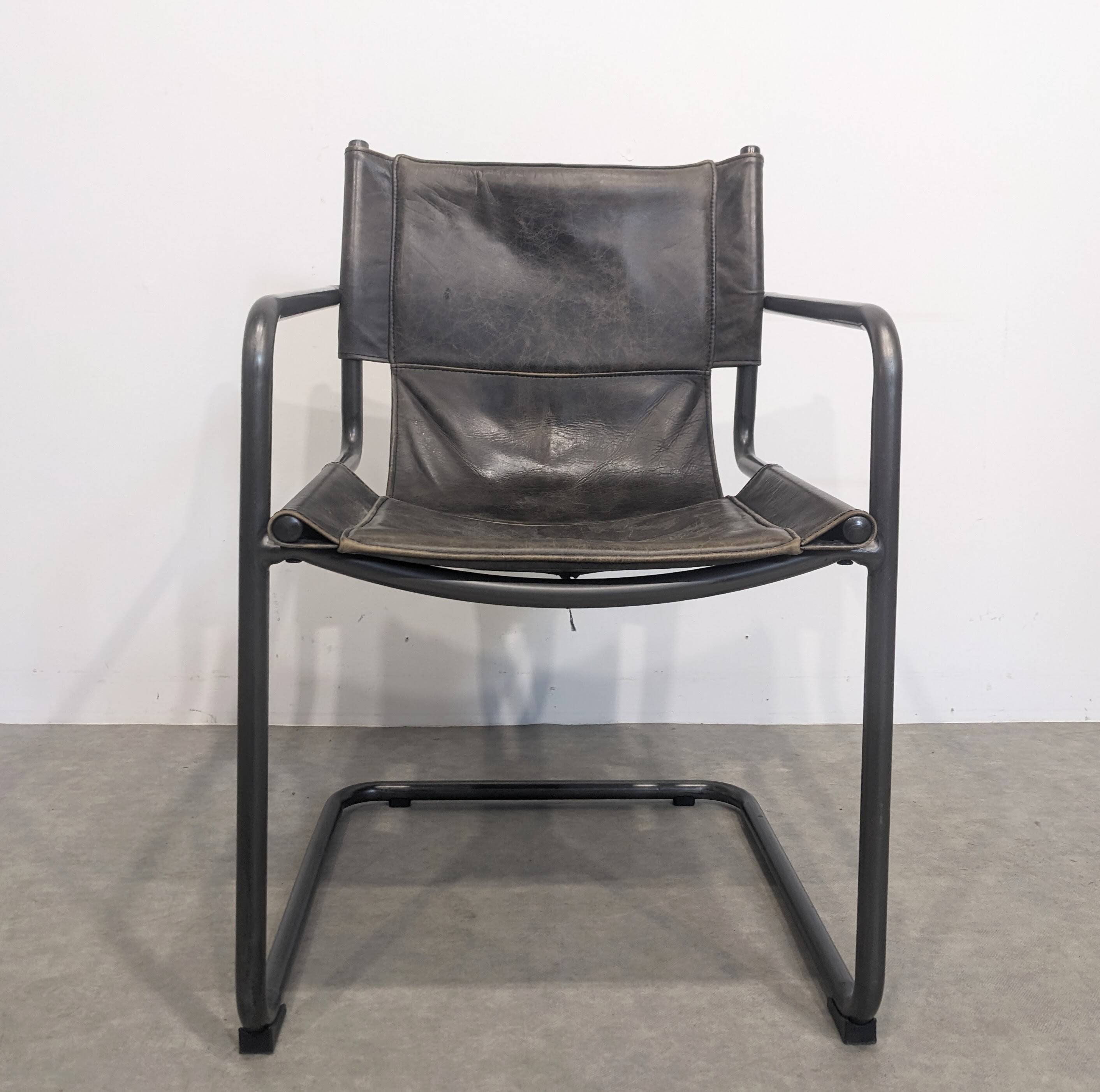 Four vintage Bauhaus tubular chairs.