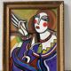 Vintage portrait de style hugó scheiber | expressionniste cubisme femme peinture à l’huile