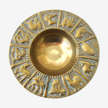 Zodiac brass trinket bowl