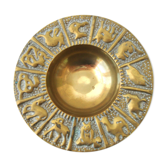 Zodiac brass trinket bowl