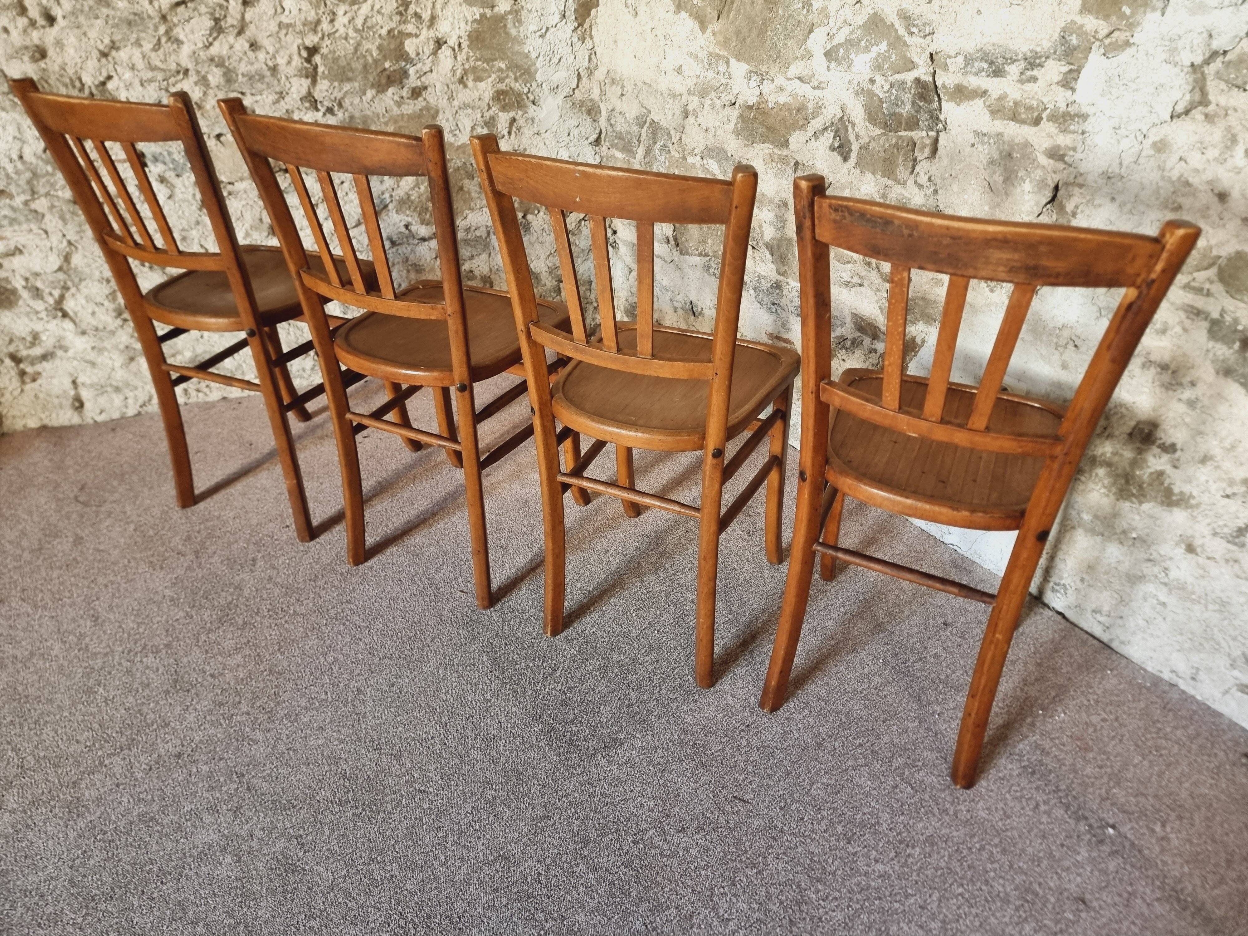 Set of 4 vintage Luterma beech bistro chairs – 1950s