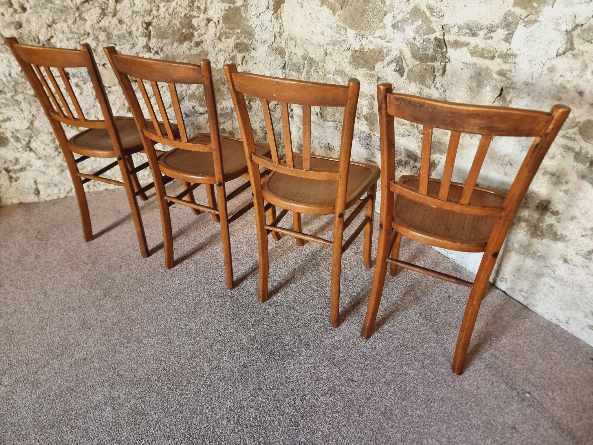 Set of 4 vintage Luterma beech bistro chairs – 1950s