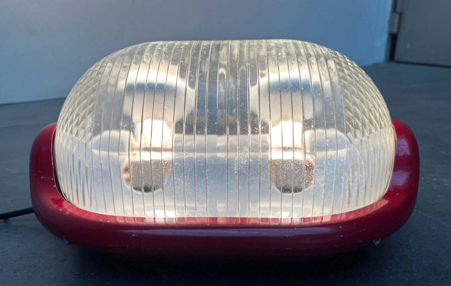 Red Walnut Floor Lamp Model by Achille Castiglioni for Flos, 1970s Mid-Century Modern Italy