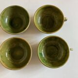 Set of 4 green glazed earth bowls from Biot 1960
