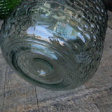 Dame jeanne verre recycle facon panier vert amande
