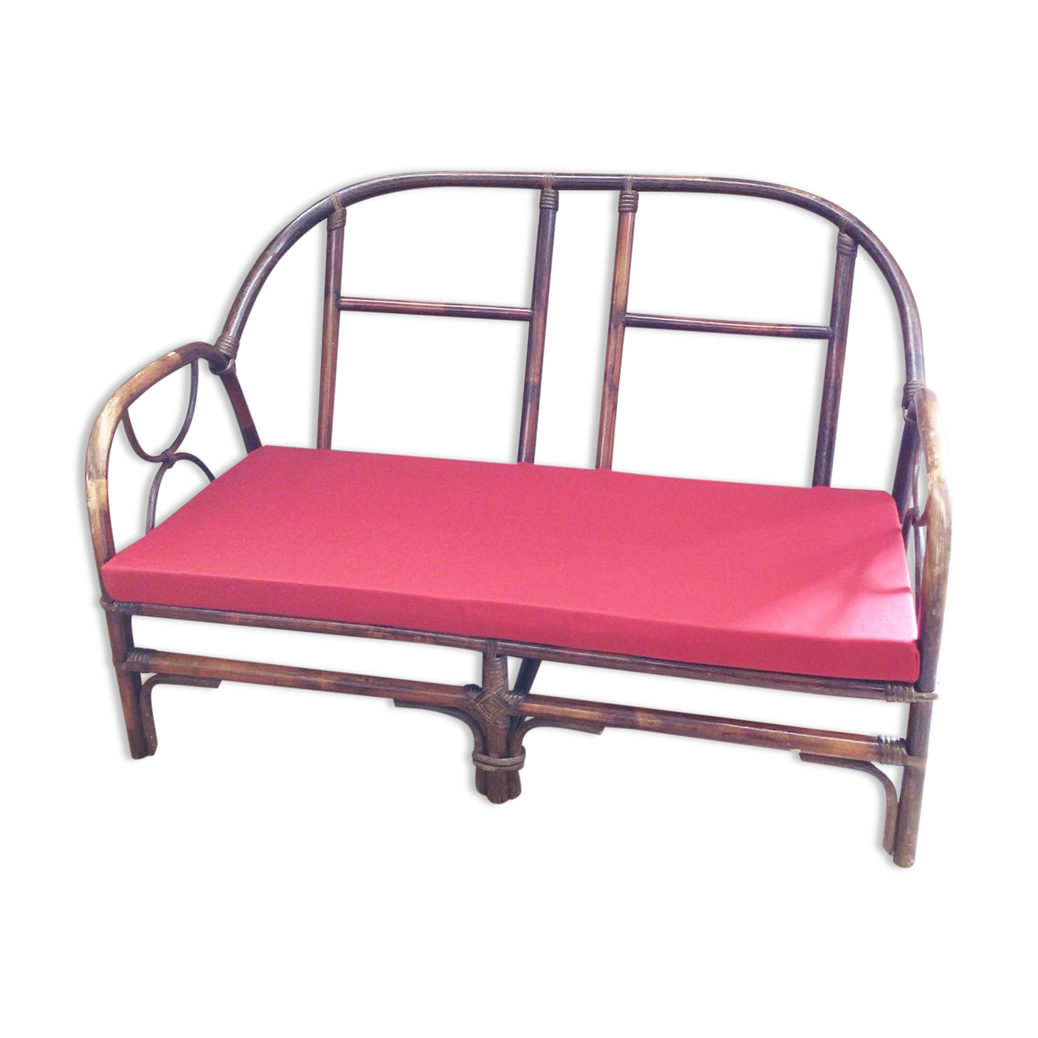 Art Deco rattan bench