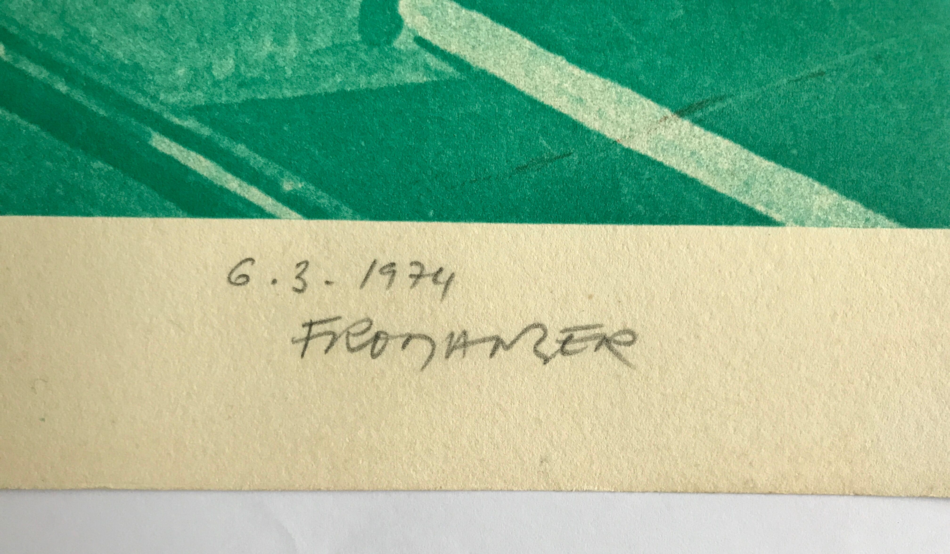 Original silkscreen signed by Gérard FROMANGER, The painter and the model: vert véronèse, 1974