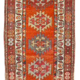 Handwoven rustic anatolian red runner carpet 93 cm x 374 cm