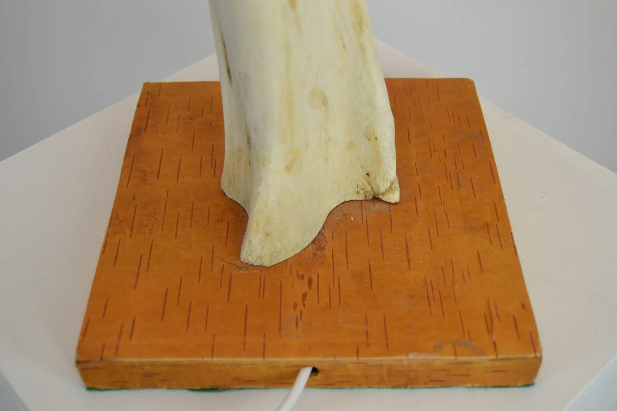 Scandinavian Studio Table Lamp in Carved Bone with Symbolic Decoration, c. 1950s–1970s