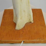 Scandinavian Studio Table Lamp in Carved Bone with Symbolic Decoration, c. 1950s–1970s