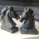 Pair of Horse Bookends with Flaming Manes. Ceramic.