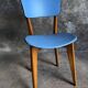 Pair of vintage bistro chairs in wood and light blue vinyl