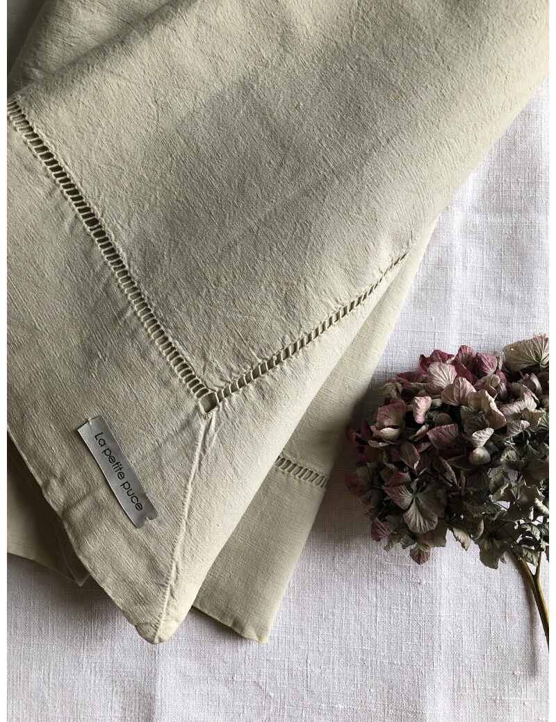 Old linen and cotton sheet tinted in linden