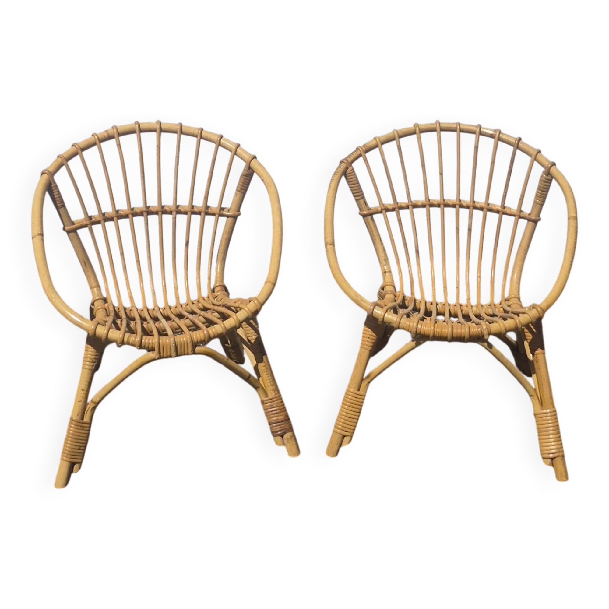 2 rattan armchairs for children