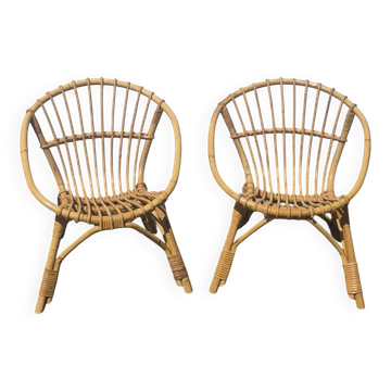2 fauteuils en rotin pour enfant